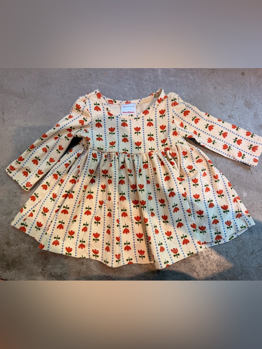 Hanna Andersson Cream Floral Long-Sleeve Twirl Dress - Red Tulip Print